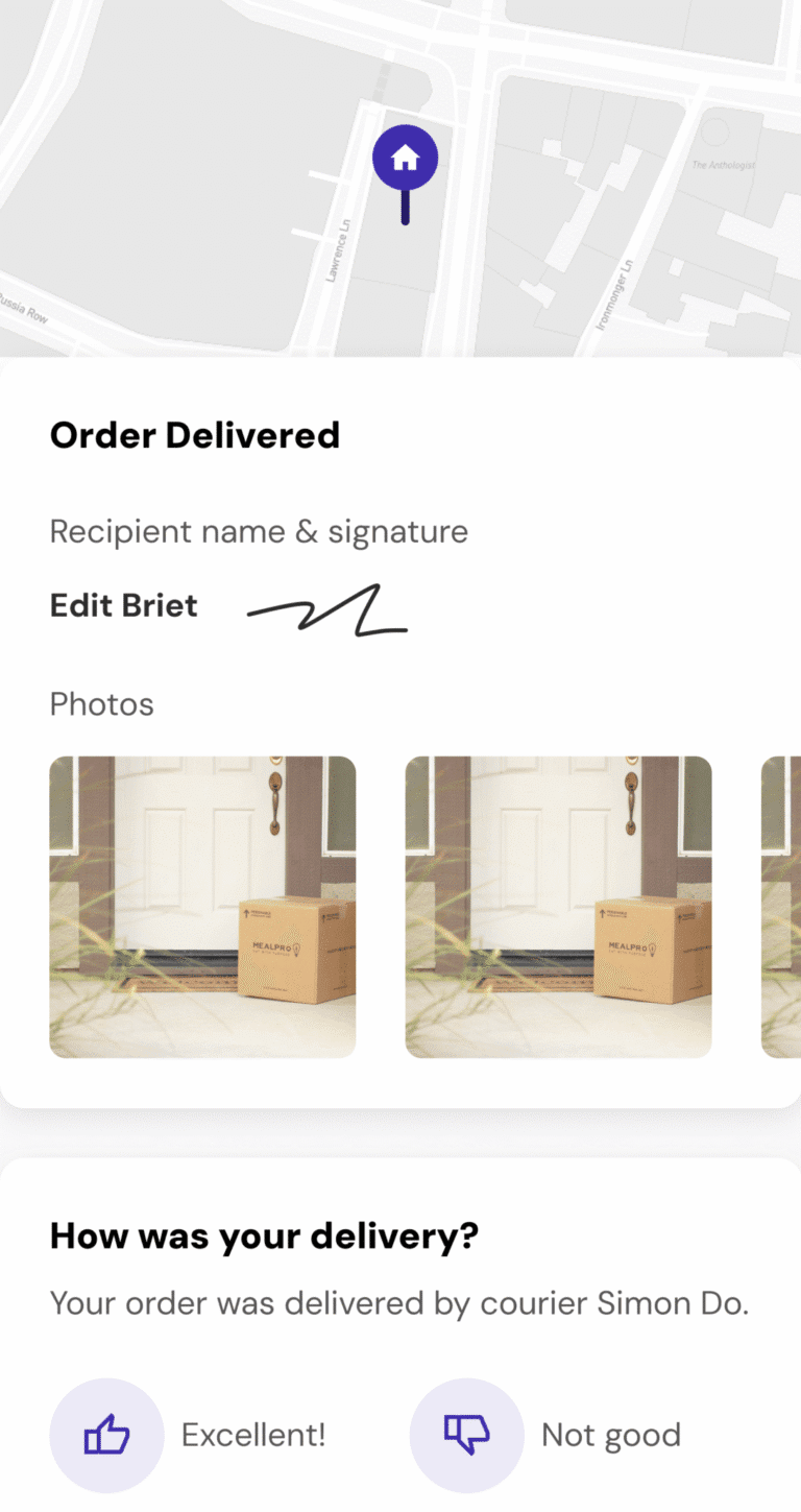 Tracking Page - Order Delivered